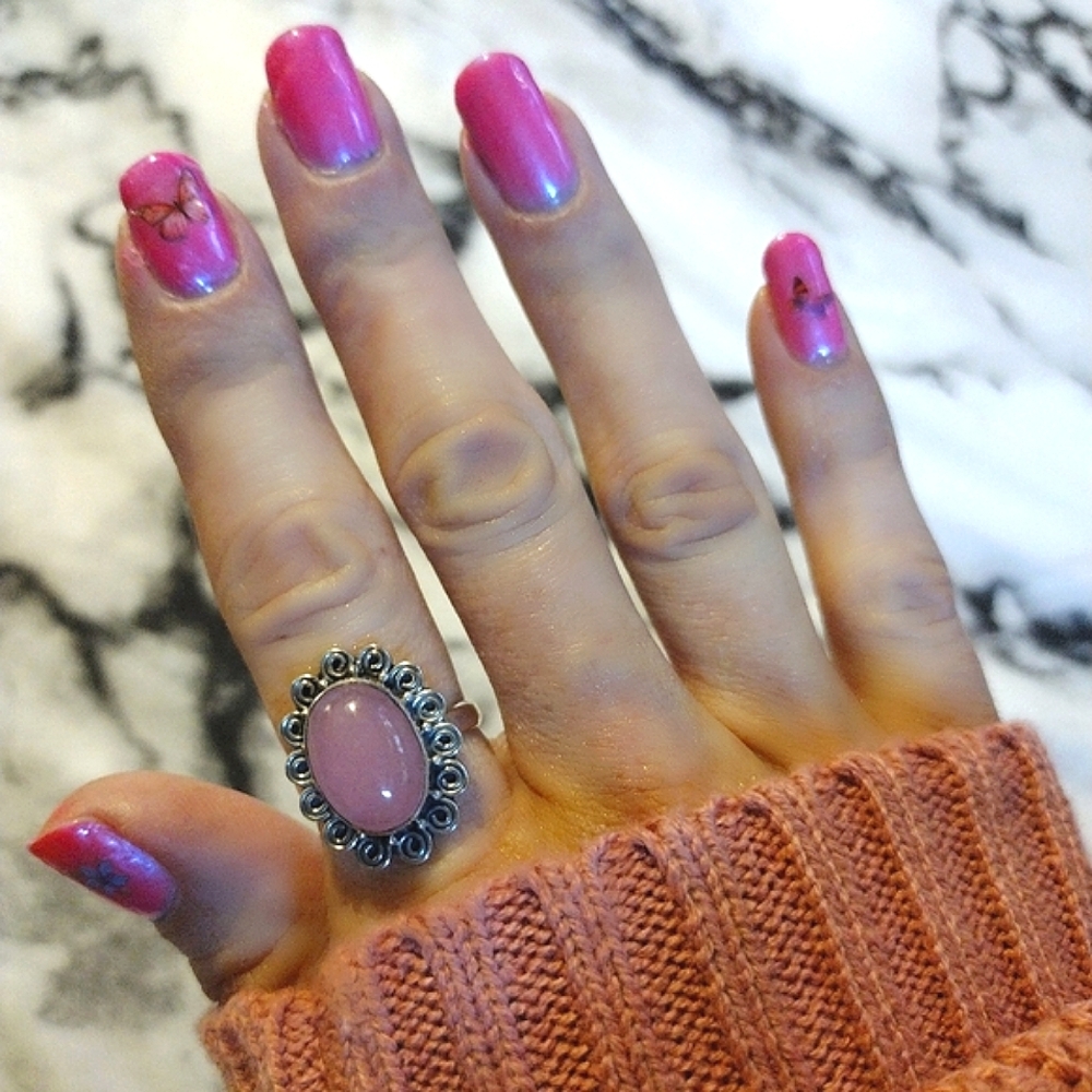 Rose Quartz Sterling Silver Flower Ring